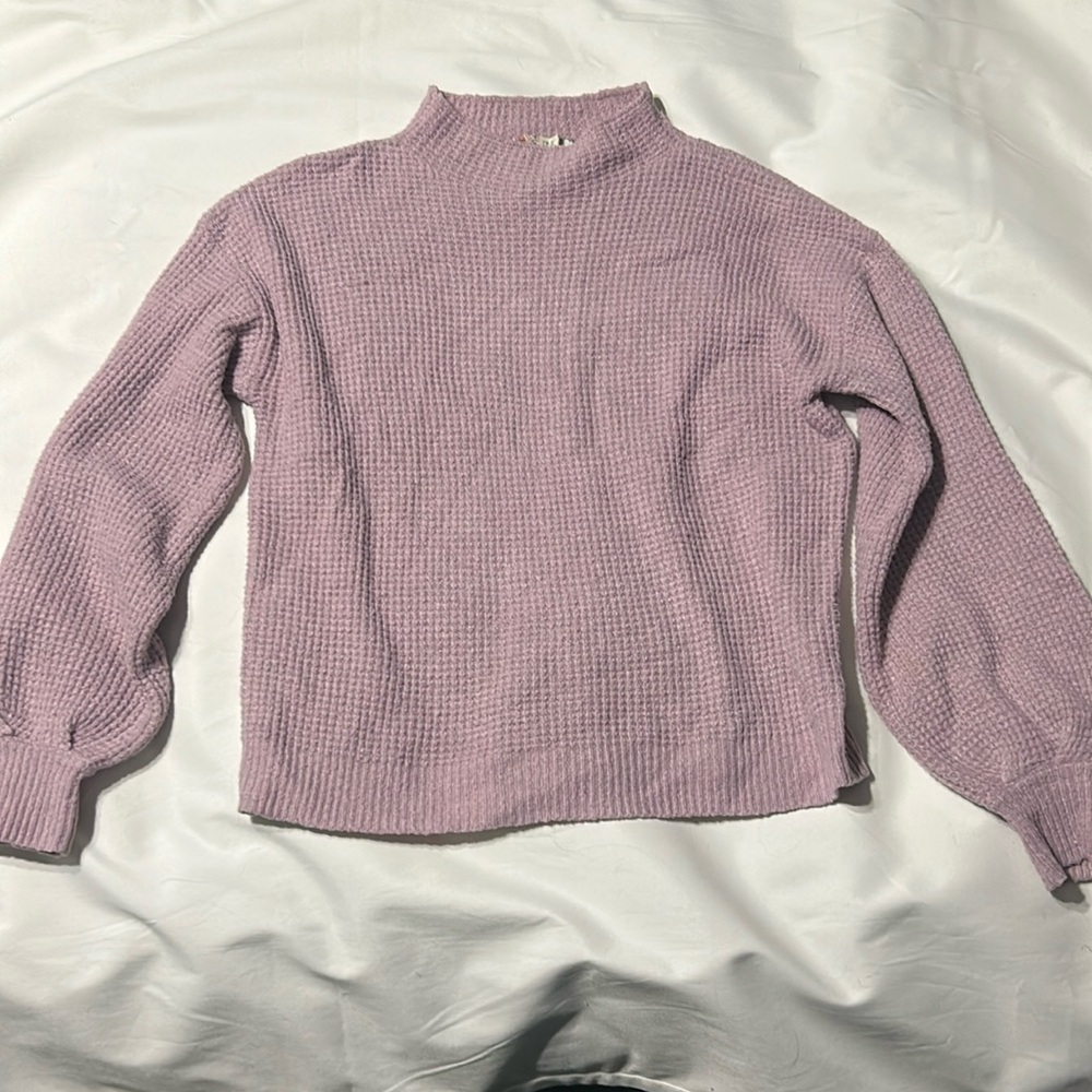 Mock neck waffle knit sweater